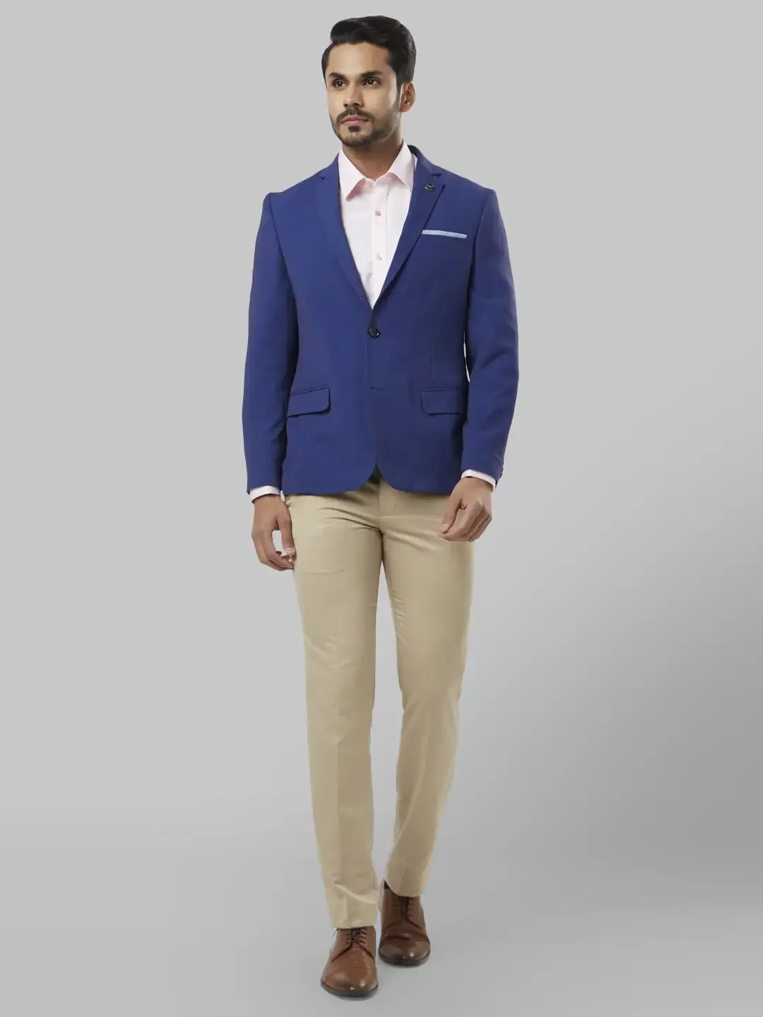 Men Blue Slim Fit Terylene Blend Jackets