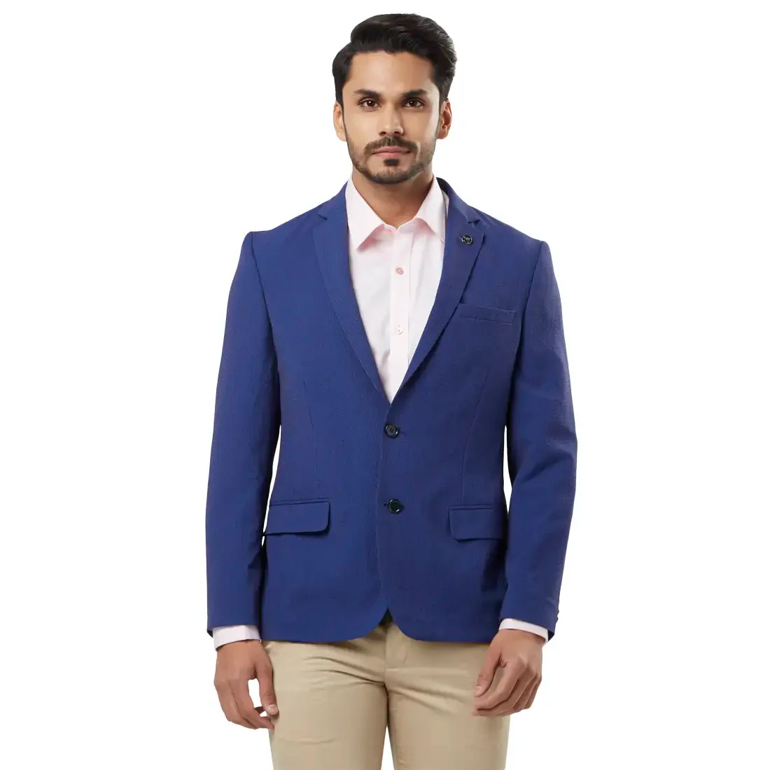 Men Blue Slim Fit Terylene Blend Jackets - Image 3