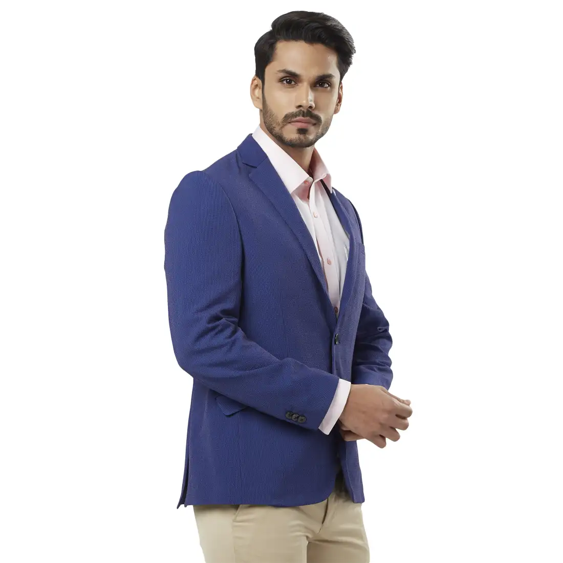 Men Blue Slim Fit Terylene Blend Jackets - Image 4