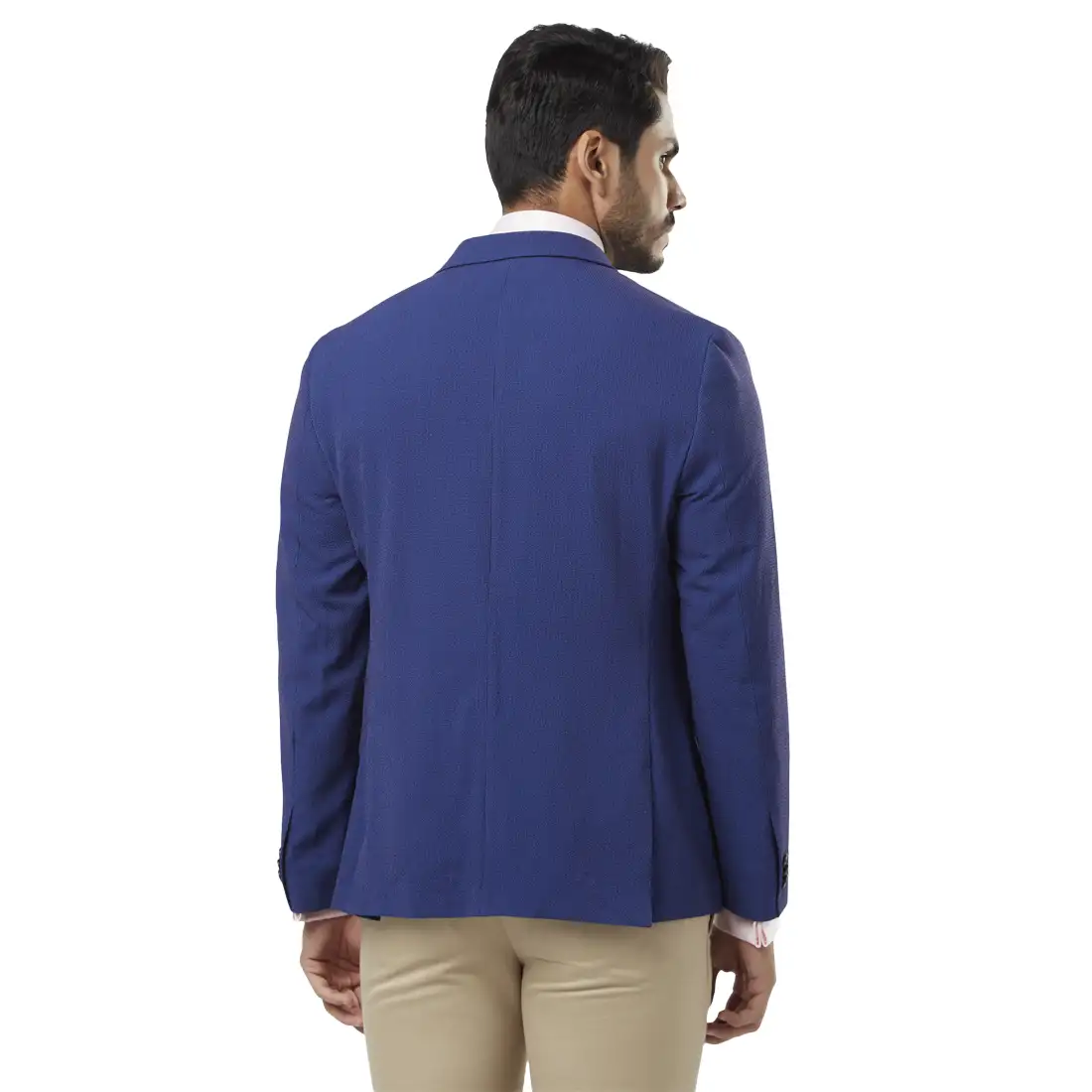 Men Blue Slim Fit Terylene Blend Jackets - Image 6