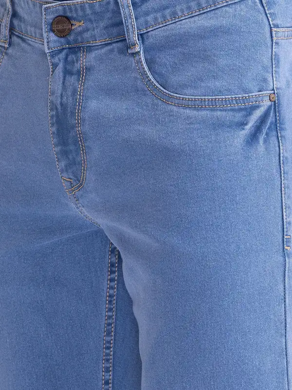 Men Blue Slim Fit Twill Cotton Blend Jeans - Image 6