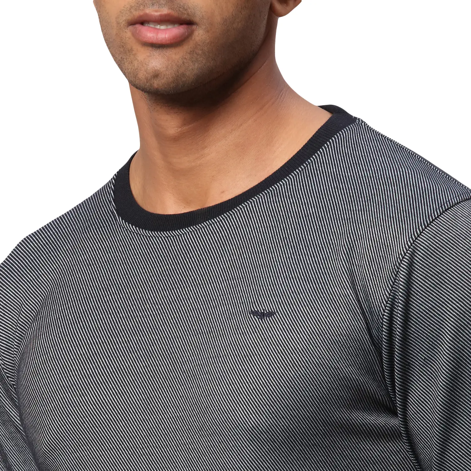 Men Blue Slim Fit Two Tone Polyester Blend Round Collar Sweatshirts - Image 6