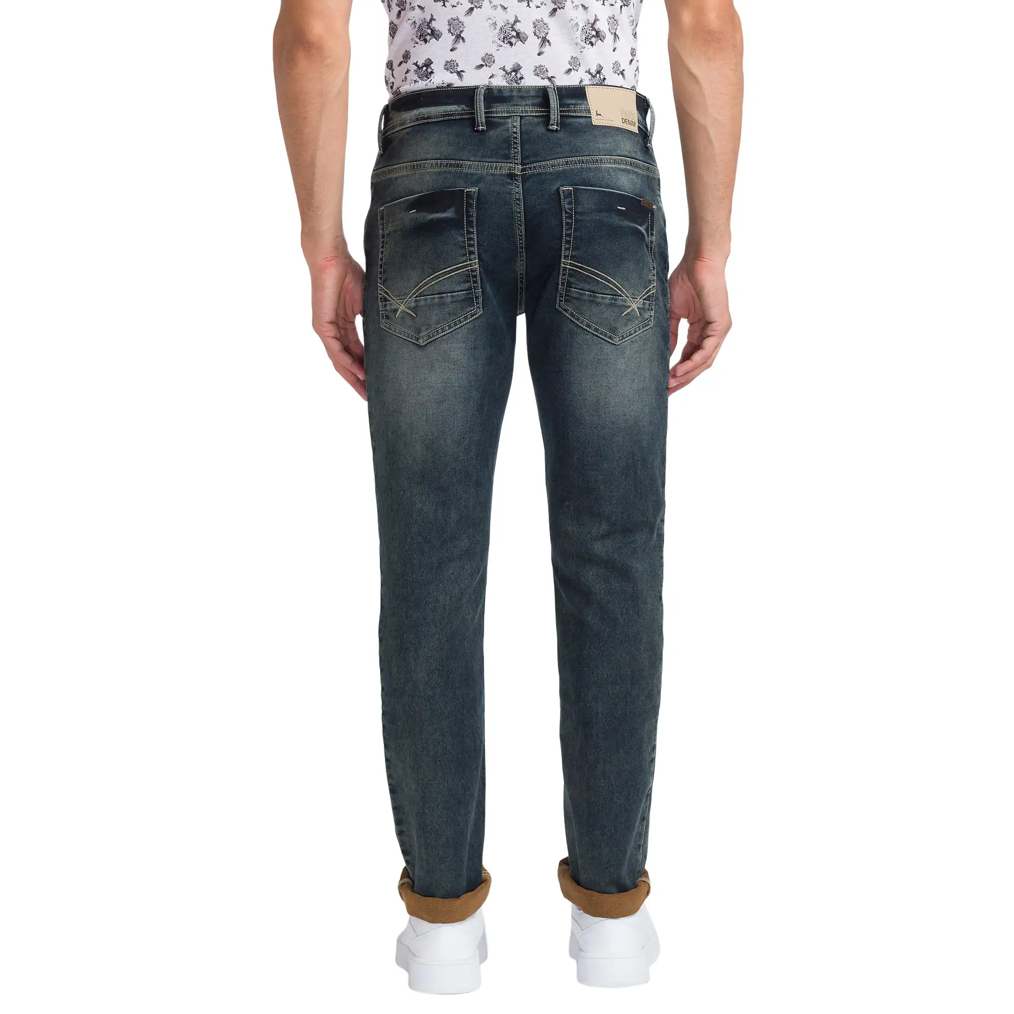 Parx Men Blue Slim Tapered Fit Dobby Jeans - Image 4