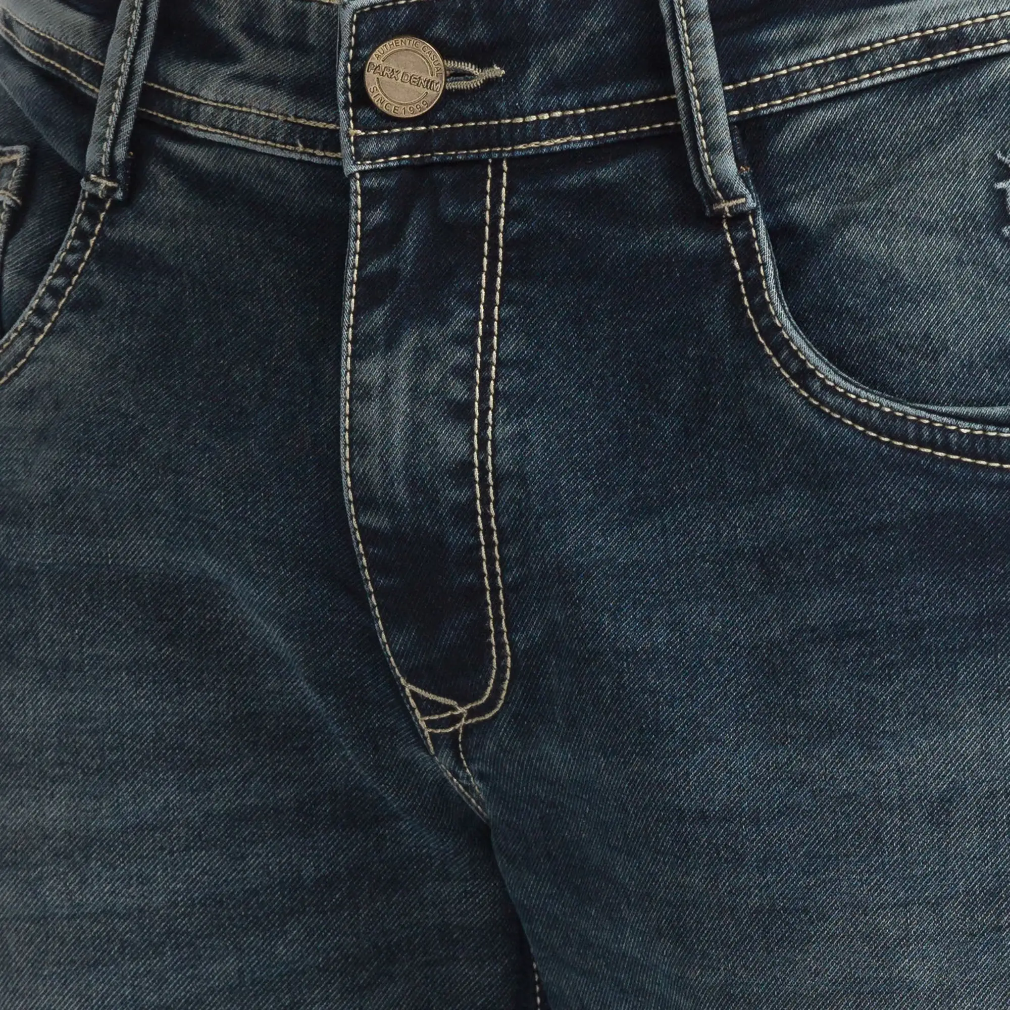 Parx Men Blue Slim Tapered Fit Dobby Jeans - Image 6