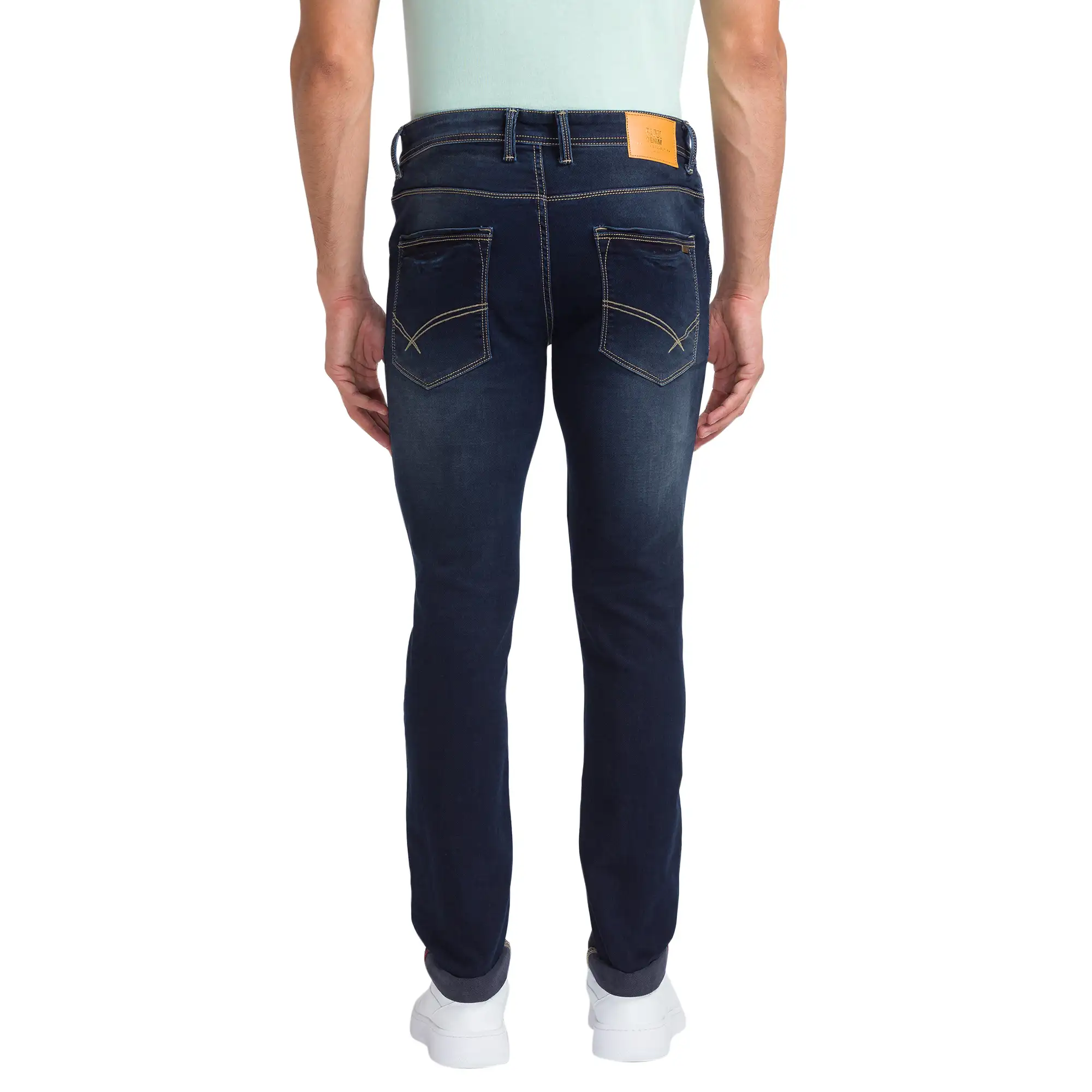 Parx Men Blue Slim Tapered Fit Dobby Jeans - Image 4