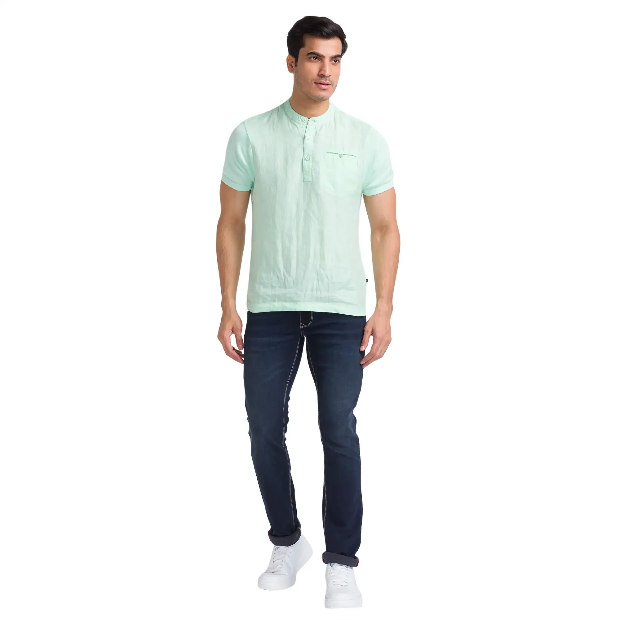 Parx Men Blue Slim Tapered Fit Dobby Jeans - Image 5