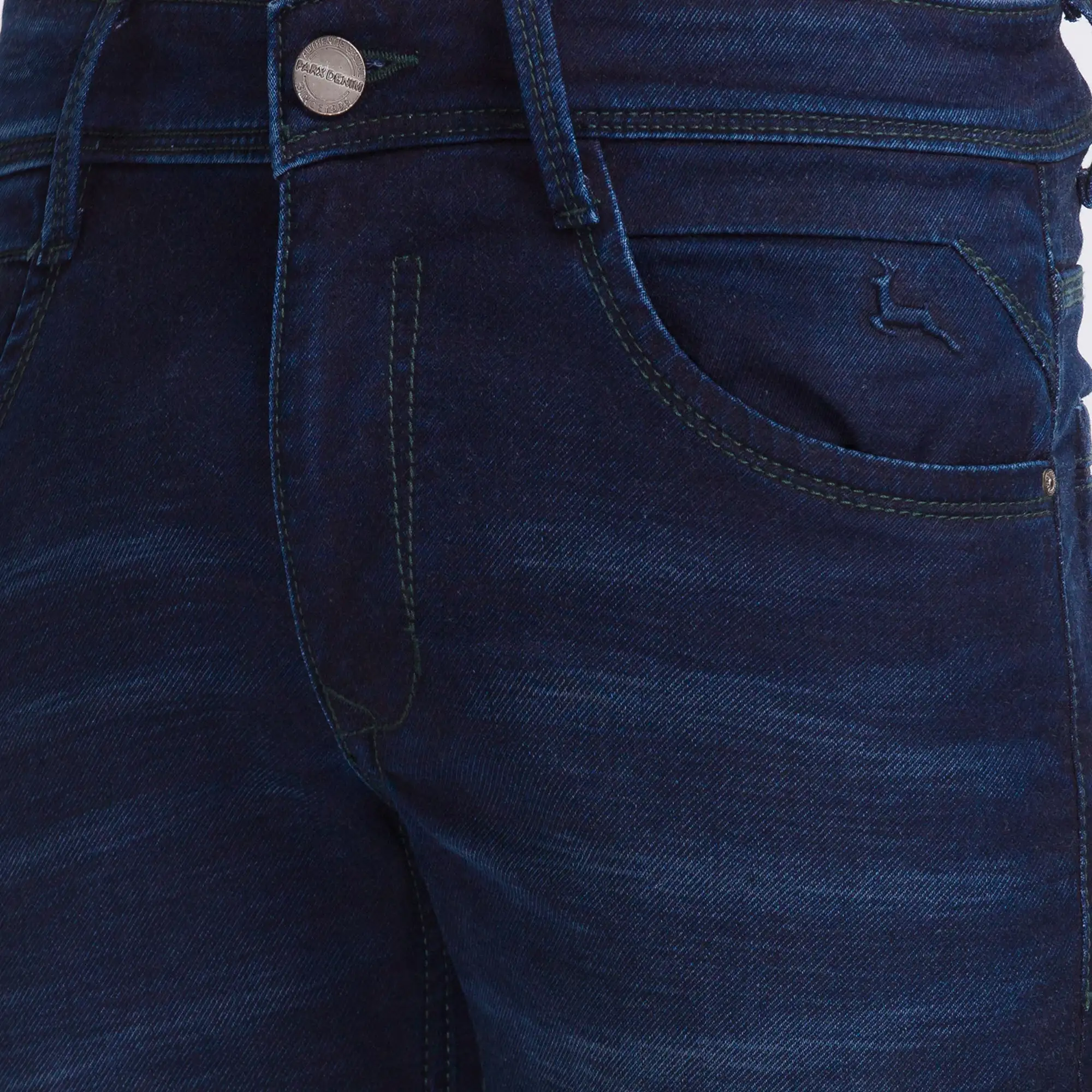 Men Blue Slim Tapered Fit Dobby Cotton Blend Jeans - Image 6