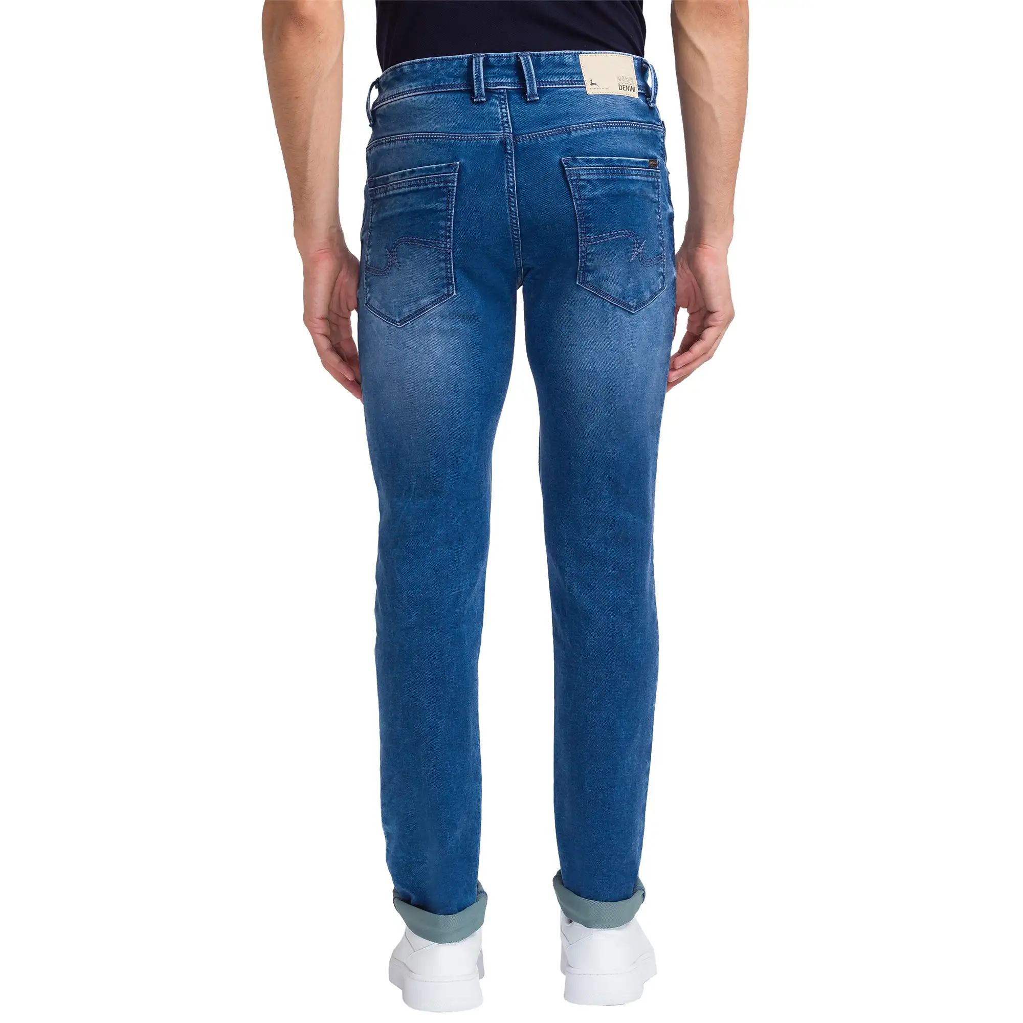 Parx Men Blue Slim Tapered Fit Dobby Jeans - Image 4