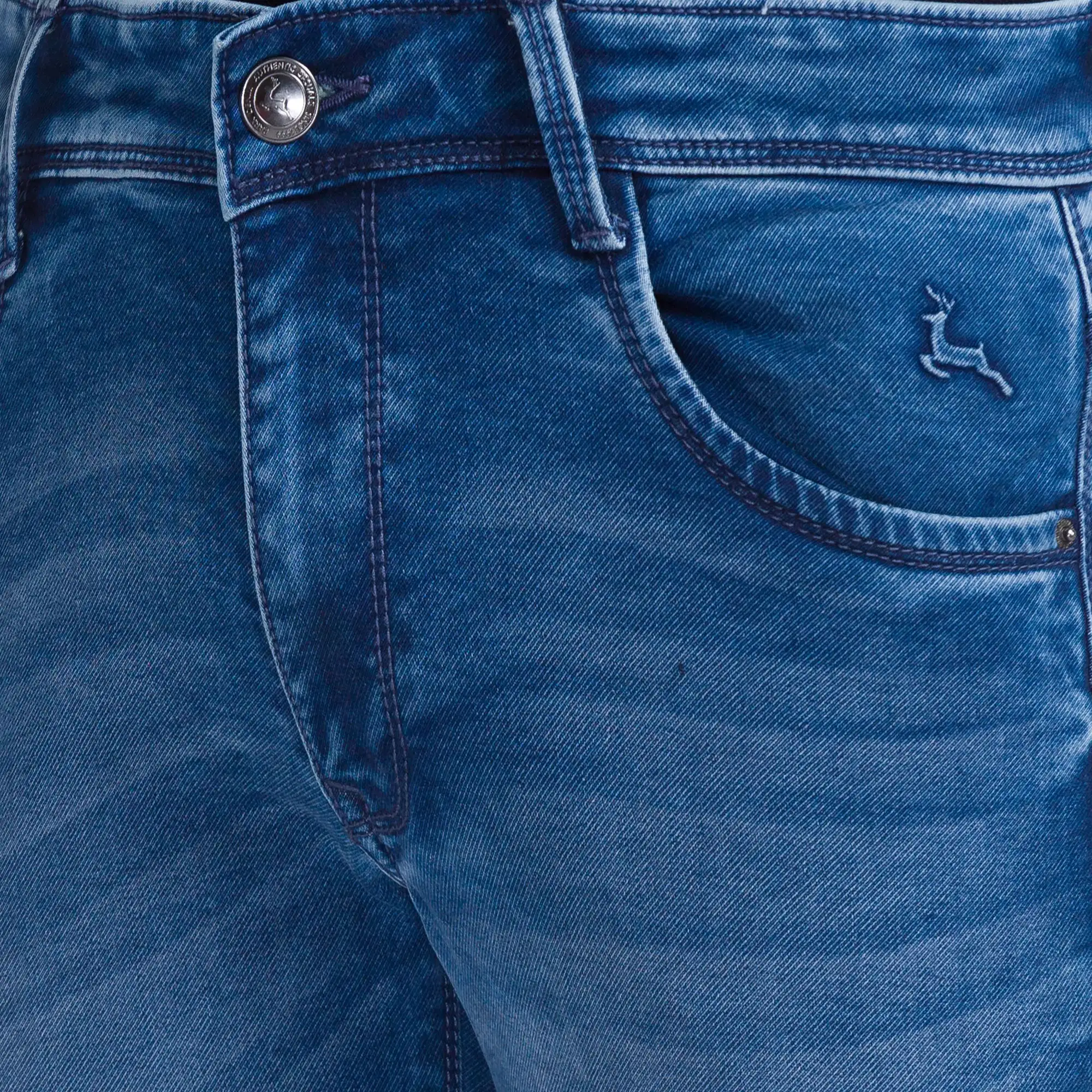 Parx Men Blue Slim Tapered Fit Dobby Jeans - Image 6