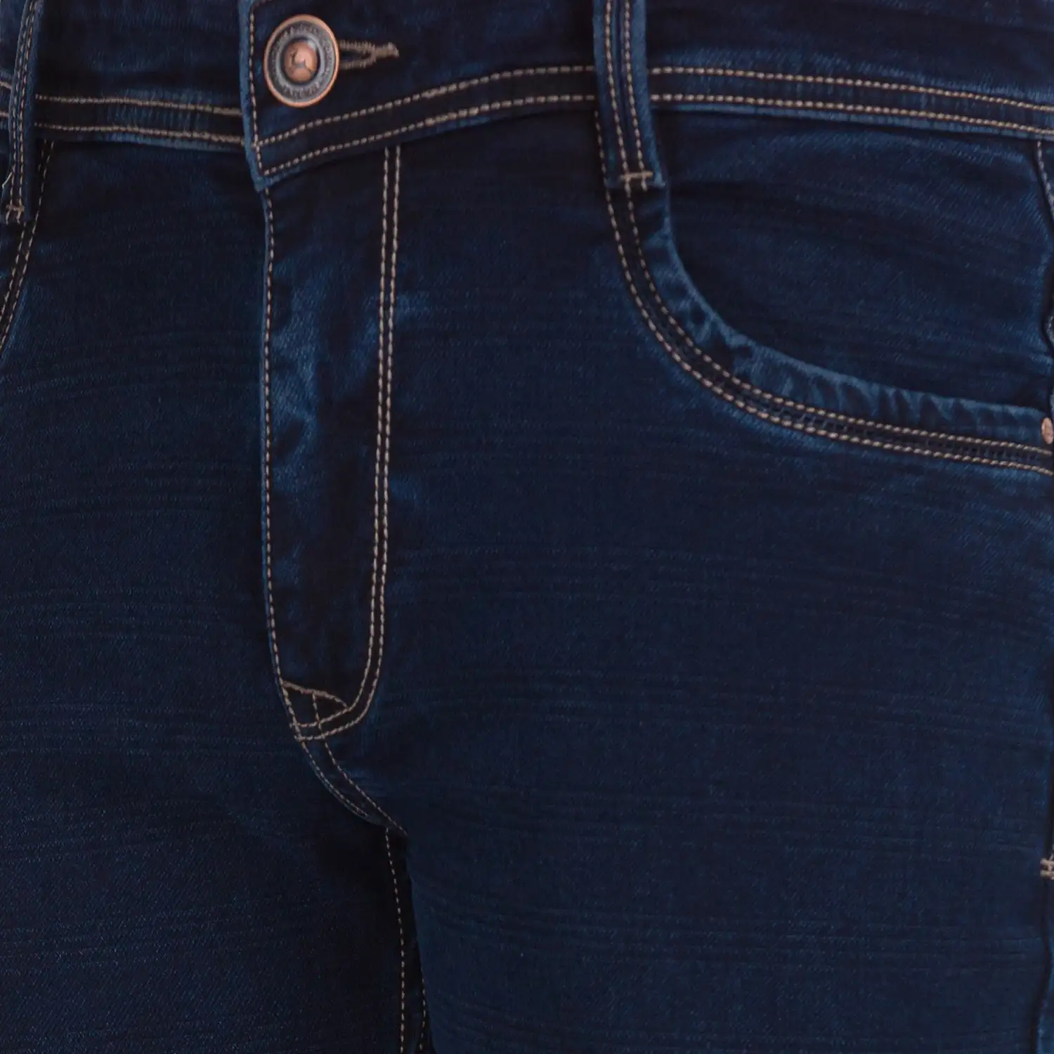 Men Blue Slim Tapered Fit Dobby Cotton Blend Jeans - Image 6