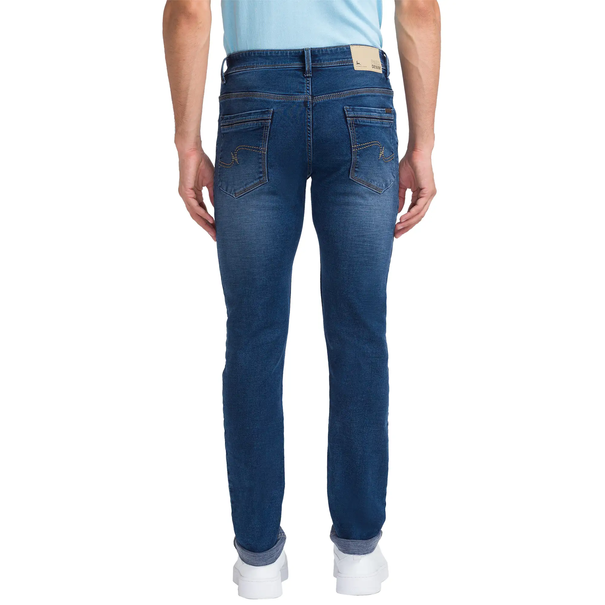Parx Men Blue Slim Tapered Fit Dobby Jeans - Image 4