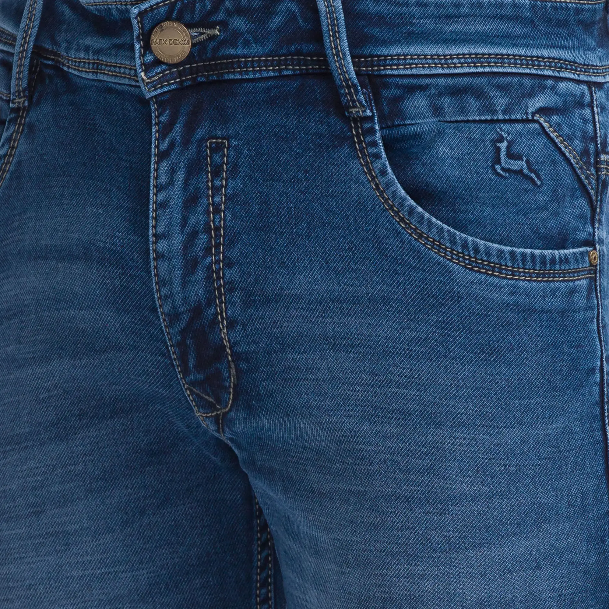 Parx Men Blue Slim Tapered Fit Dobby Jeans - Image 6