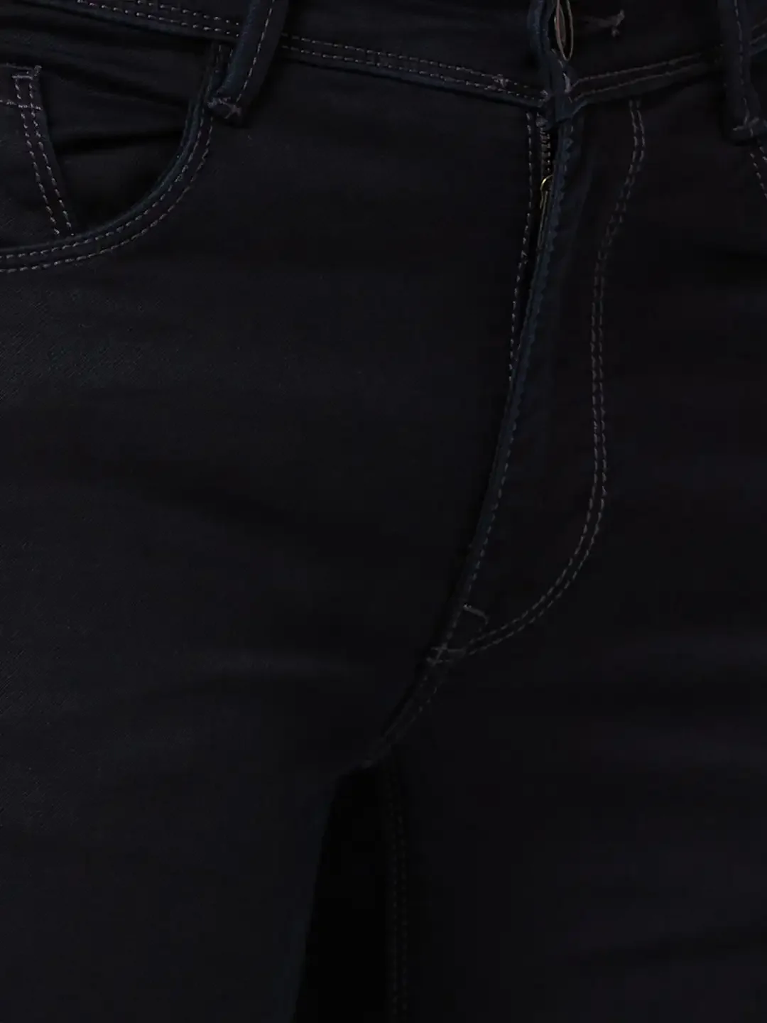 Men Blue Slim Tapered Fit Dobby Cotton Blend Jeans - Image 6