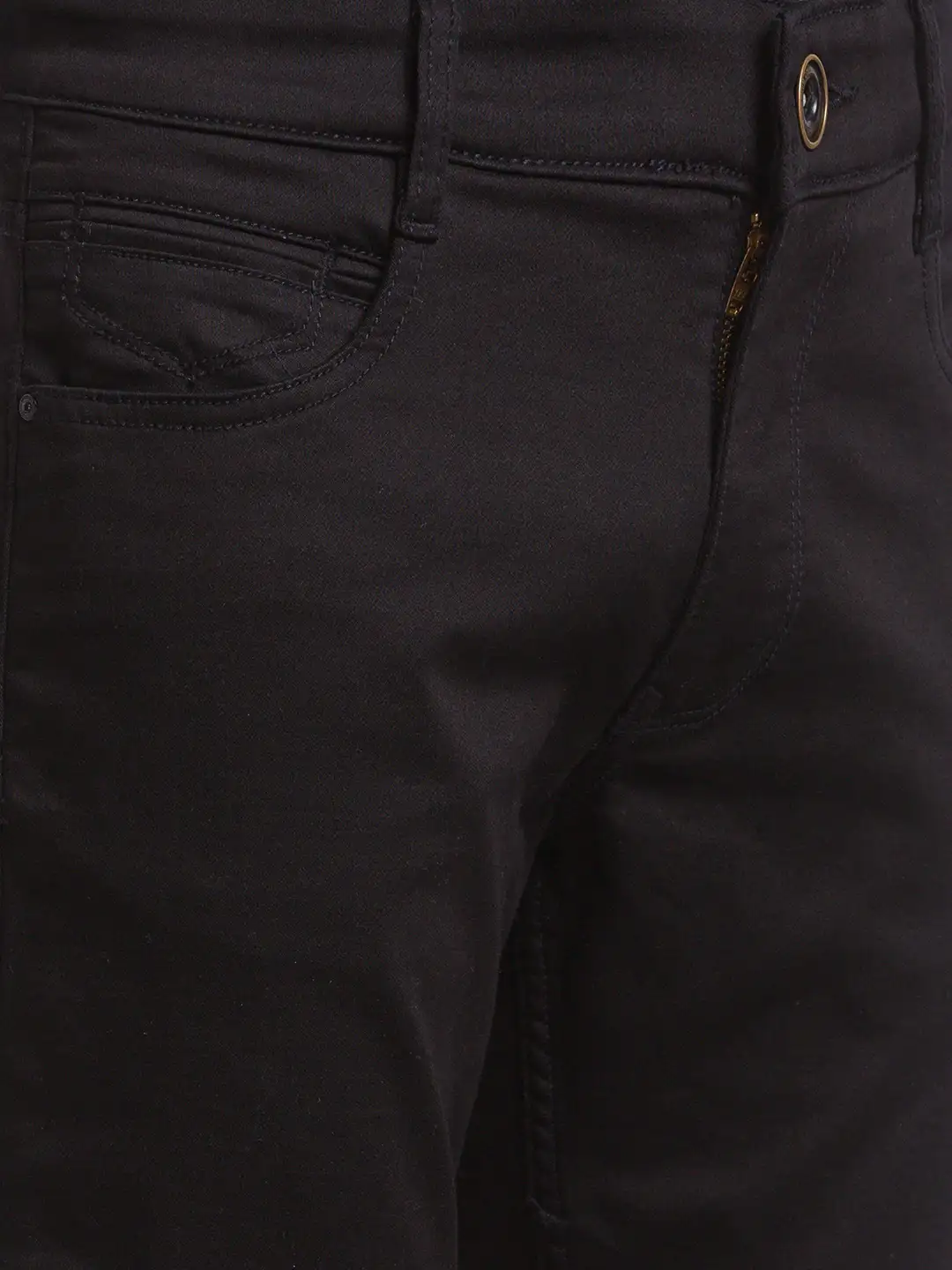 Men Blue Slim Tapered Fit Jacquard Cotton Blend Jeans - Image 6