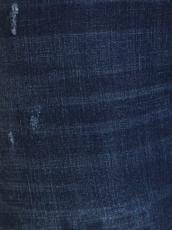 Men Blue Slim Tapered Fit Jacquard Cotton Blend Jeans - Image 7