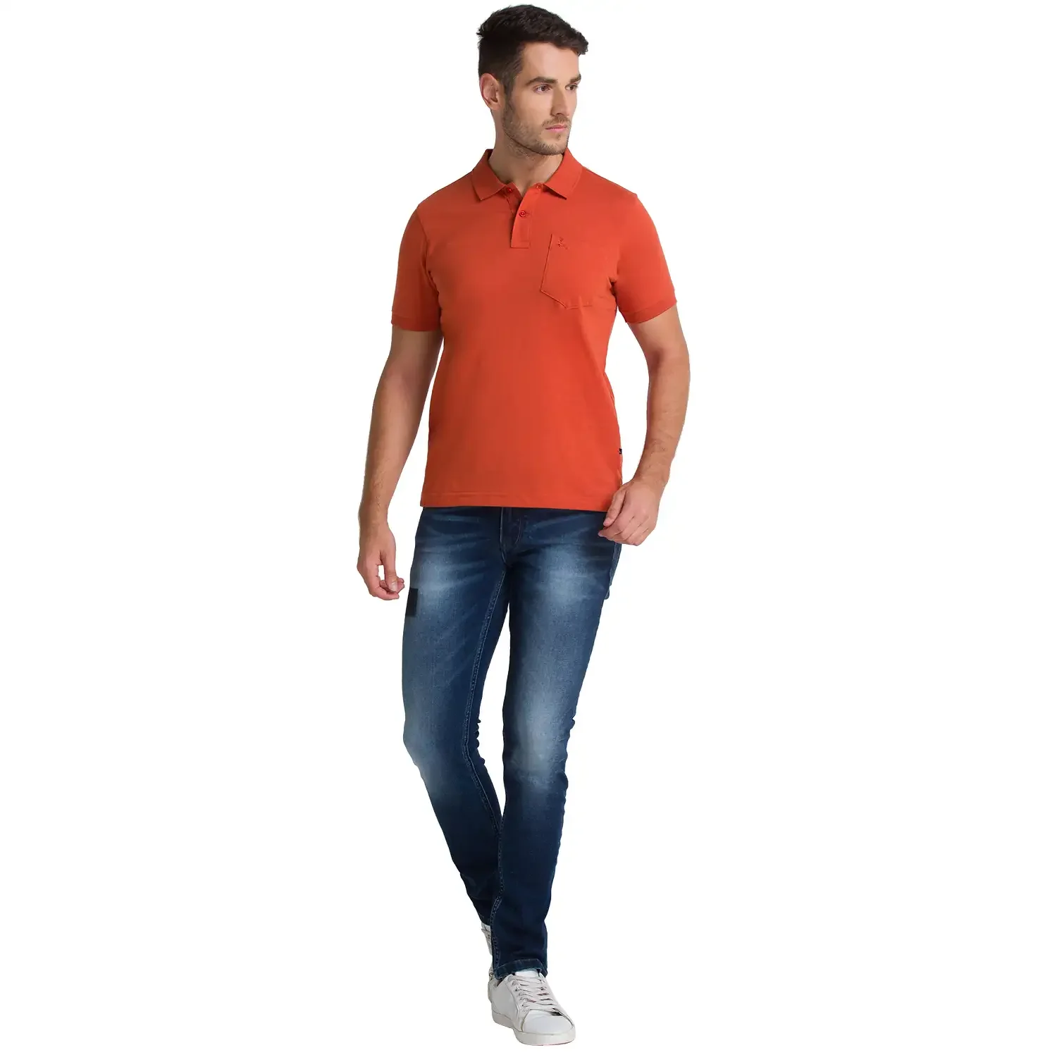 Men Blue Slim Tapered Fit Knitted Cotton Blend Jeans - Image 5