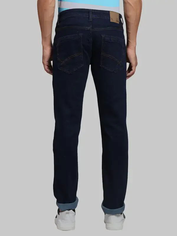 Men Blue Slim Tapered Fit Plain Cotton Blend Jeans - Image 4