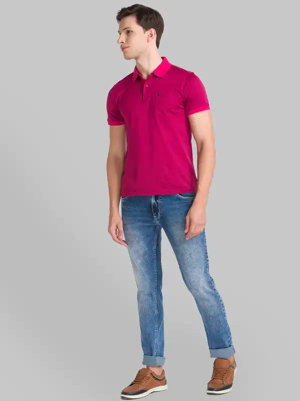 Men Blue Slim Tapered Fit Plain Cotton Blend Jeans - Image 5