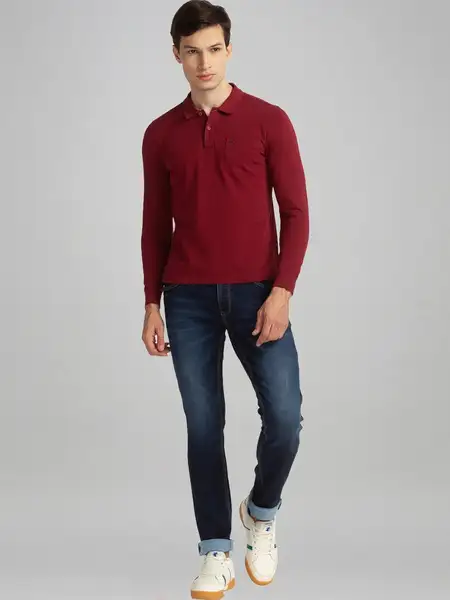 Men Blue Slim Tapered Fit Plain Cotton Blend Jeans - Image 2