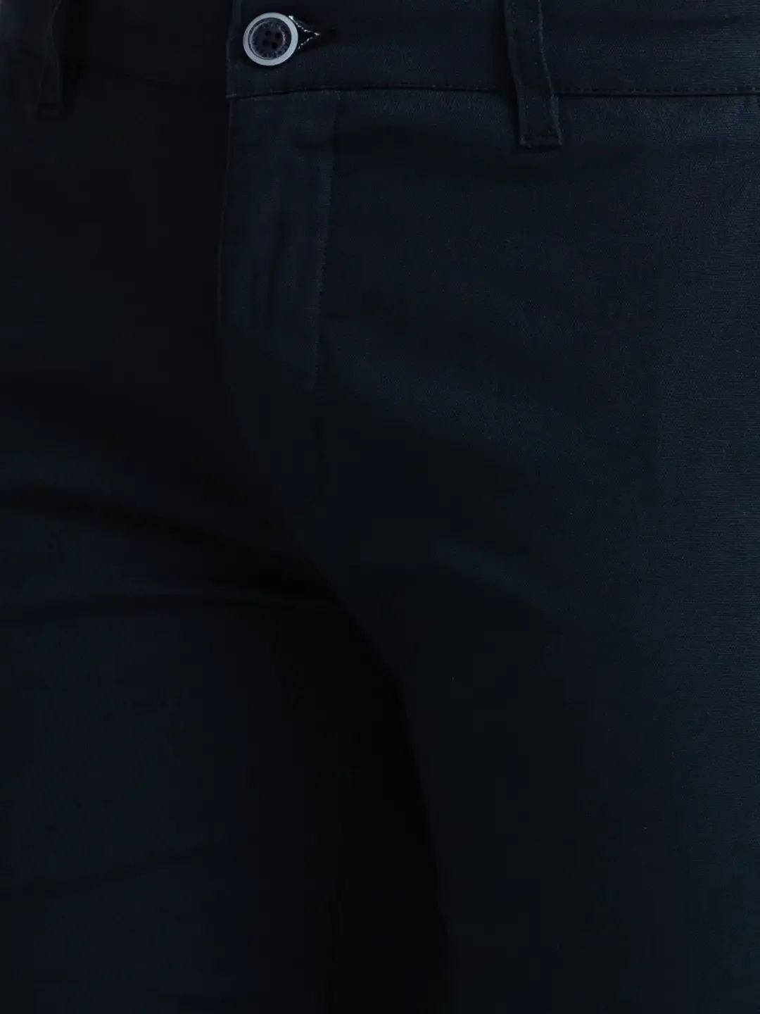Men Blue Slim Tapered Fit Solid Cotton Blend Trouser - Image 6