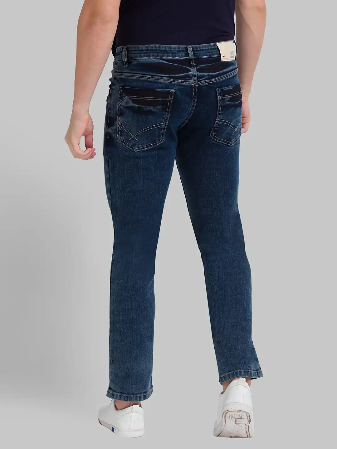 Men Blue Slim Tapered Fit Twill Cotton Blend Jeans - Image 3