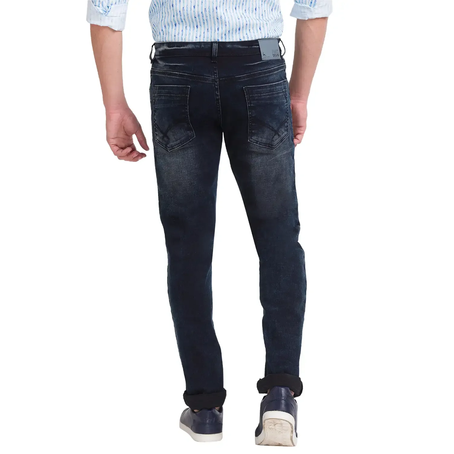 Men Blue Slim Tapered Fit Twill Cotton Blend Jeans - Image 4