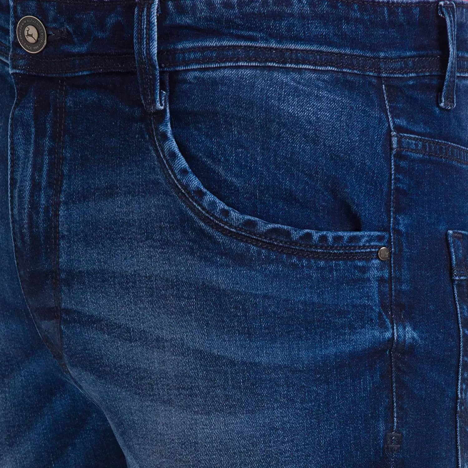 Men Blue Slim Tapered Fit Twill Cotton Blend Jeans - Image 5