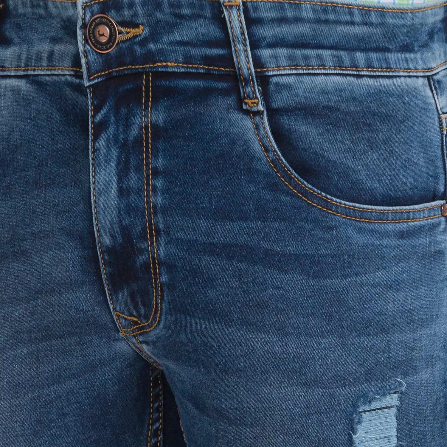 Men Blue Slim Tapered Fit Twill Cotton Blend Jeans - Image 6
