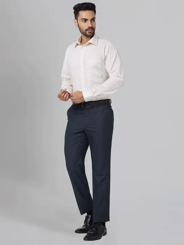 Men Blue Smart Fit Checks Polyester Blend Trouser - Image 6