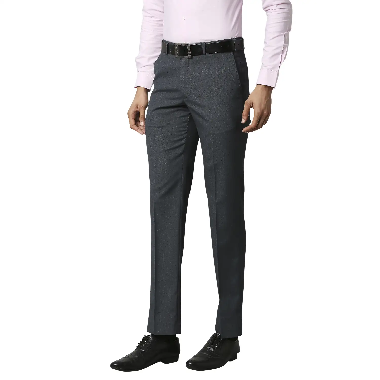 Men Blue Smart Fit Melange Polyester Blend Trouser - Image 3