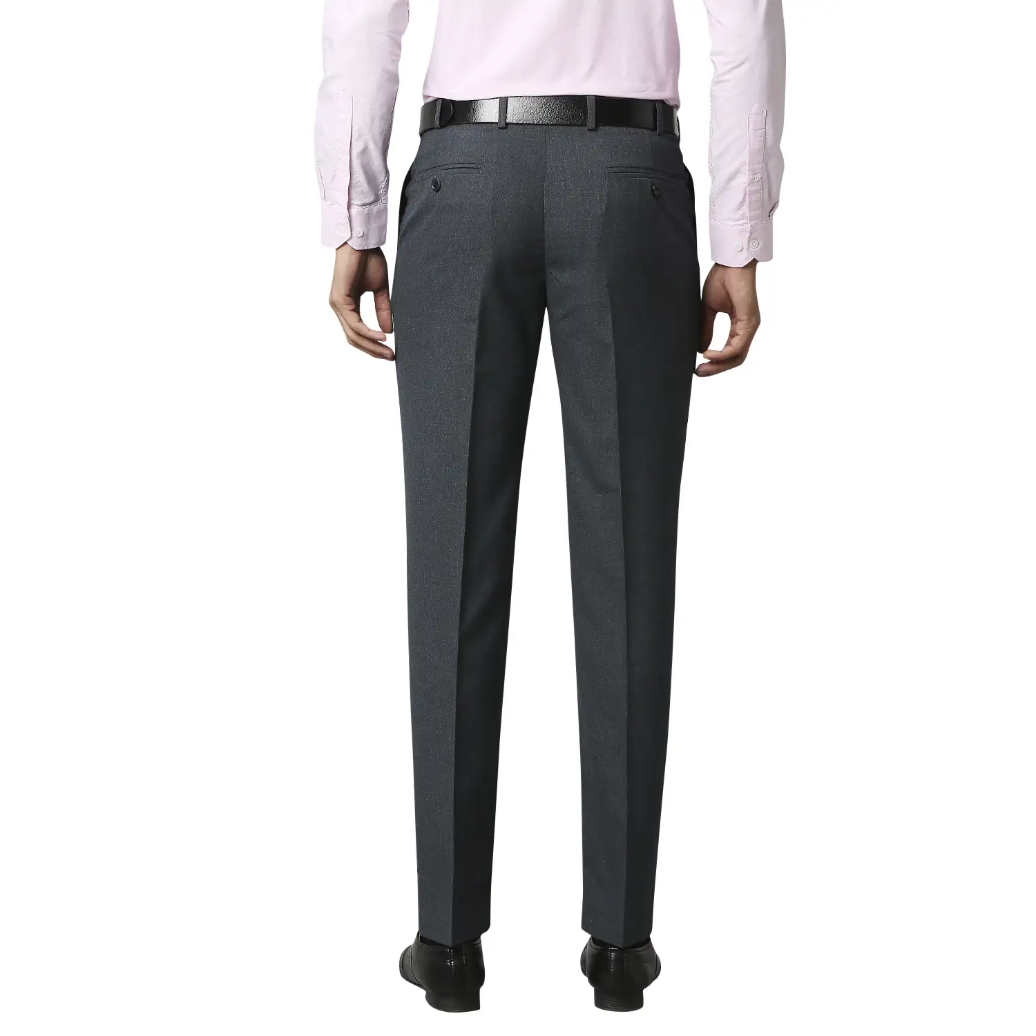 Men Blue Smart Fit Melange Polyester Blend Trouser - Image 4