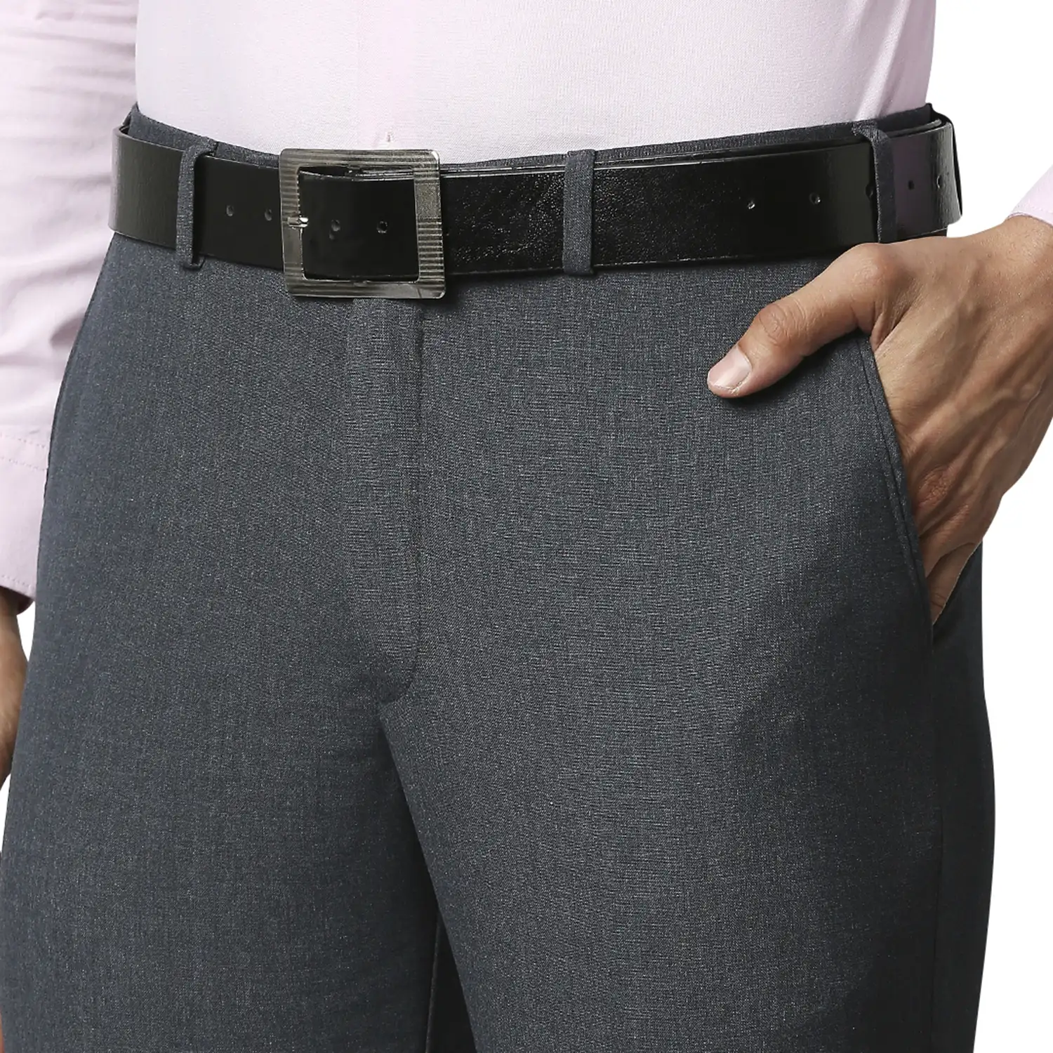 Men Blue Smart Fit Melange Polyester Blend Trouser - Image 6