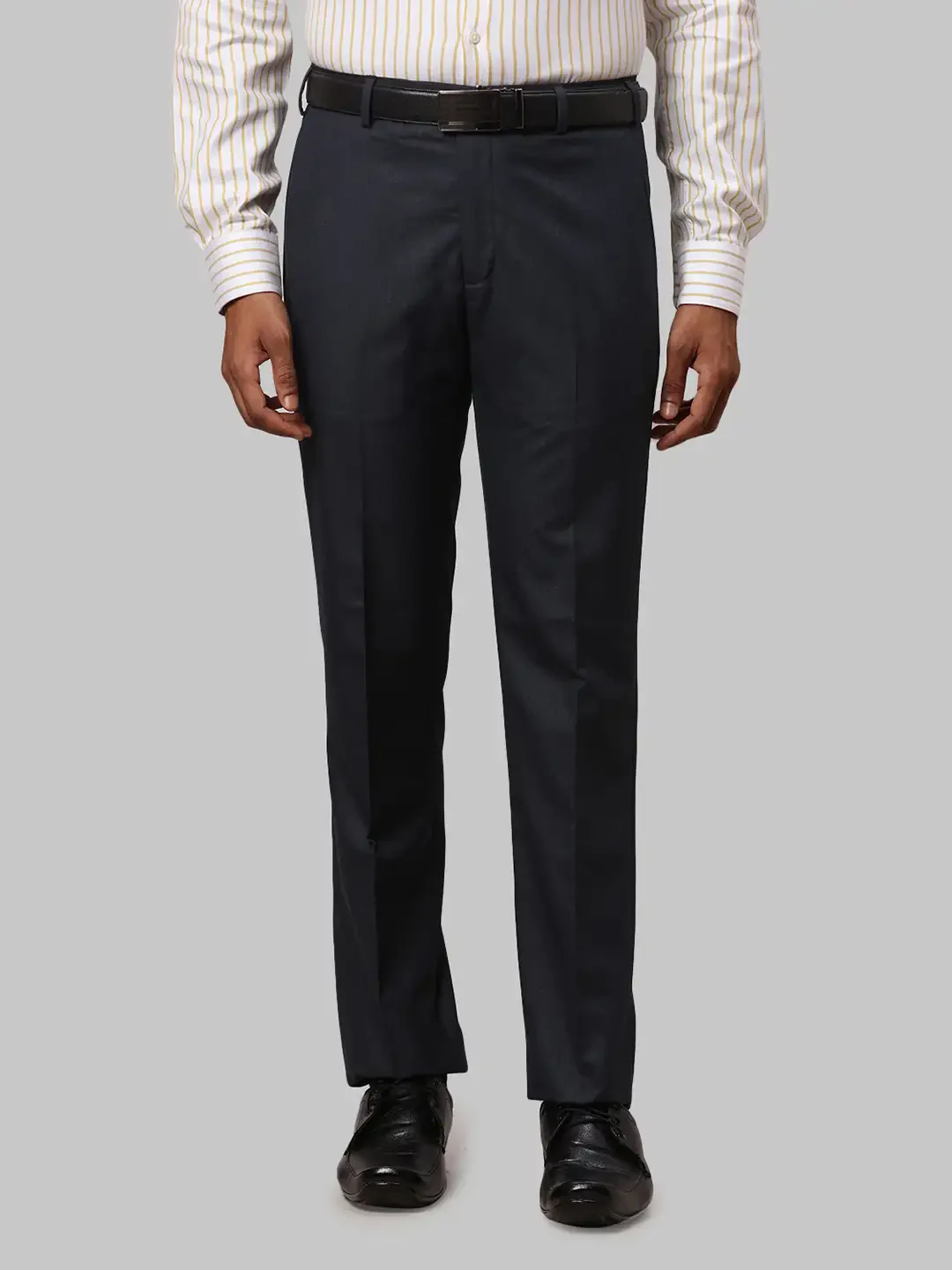 Men Blue Smart Fit Melange Polyester Blend Trouser