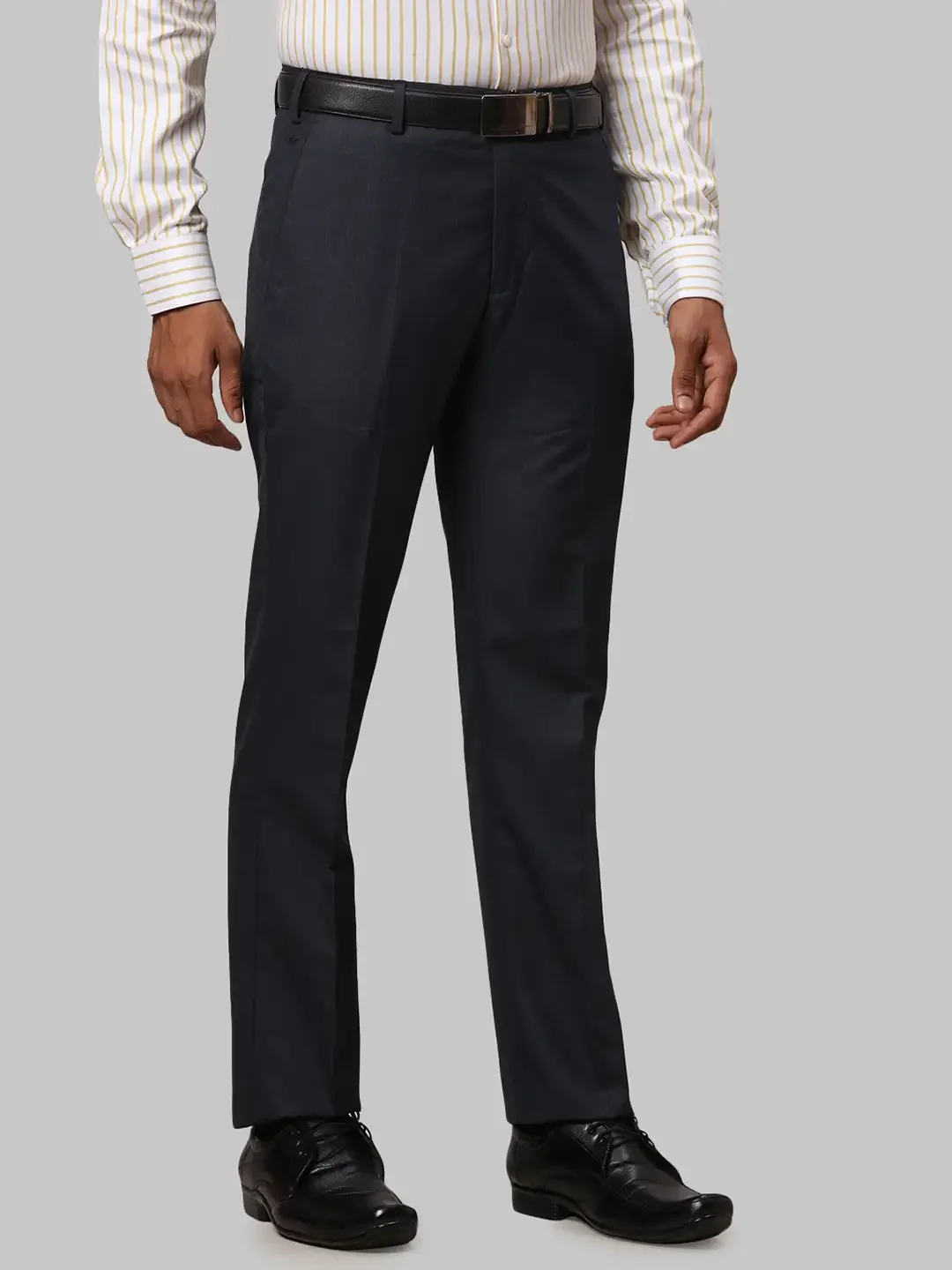 Men Blue Smart Fit Melange Polyester Blend Trouser - Image 2