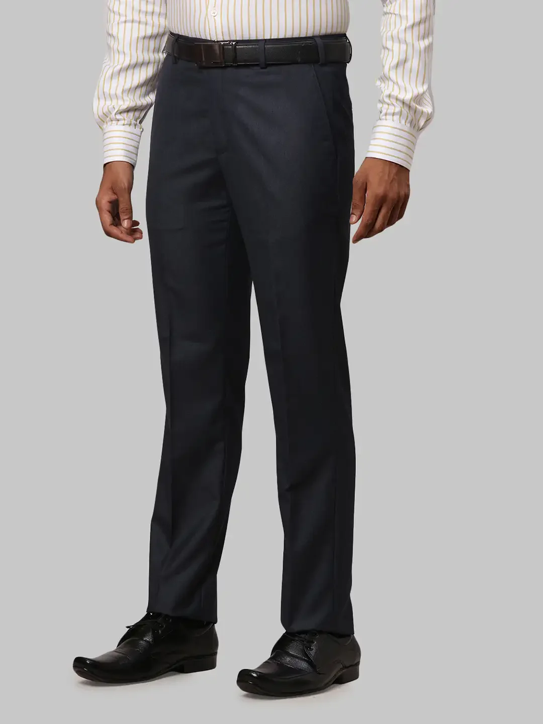 Men Blue Smart Fit Melange Polyester Blend Trouser - Image 3