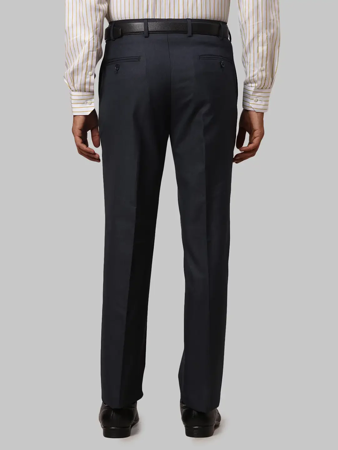 Men Blue Smart Fit Melange Polyester Blend Trouser - Image 4
