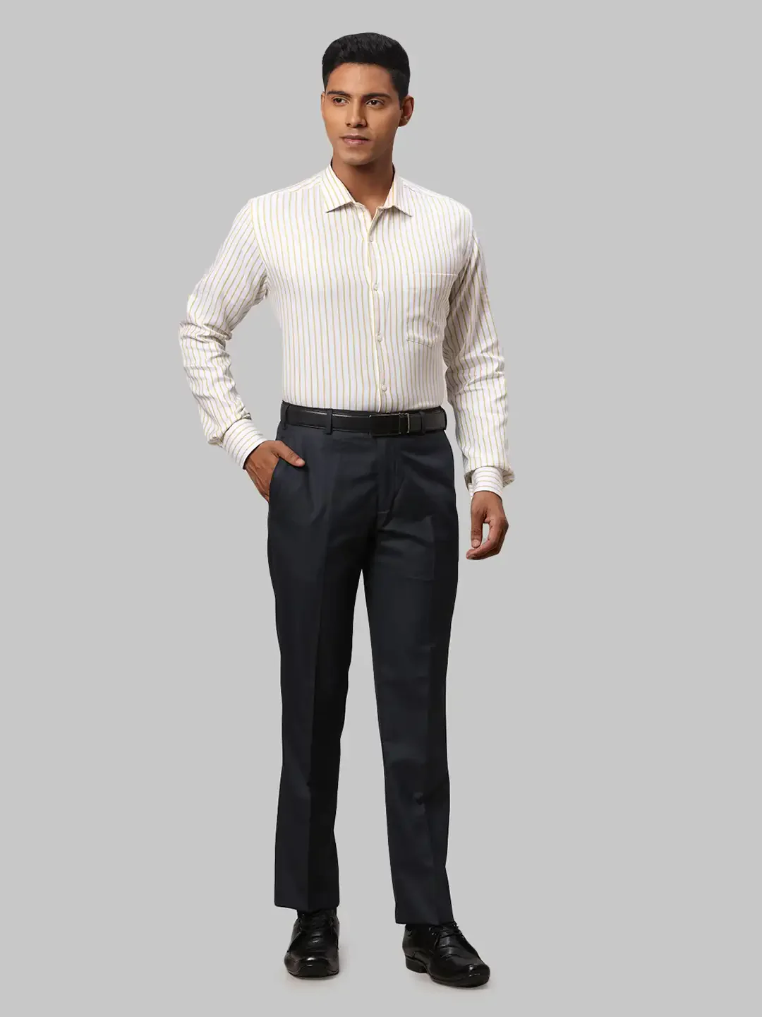 Men Blue Smart Fit Melange Polyester Blend Trouser - Image 5