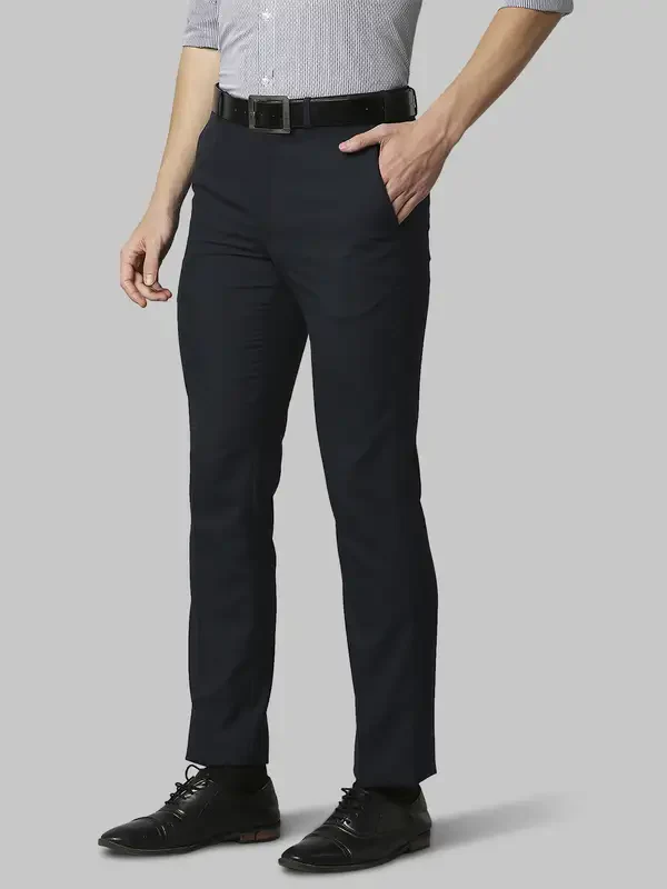 Men Blue Smart Fit Melange Polyester Blend Trouser - Image 3