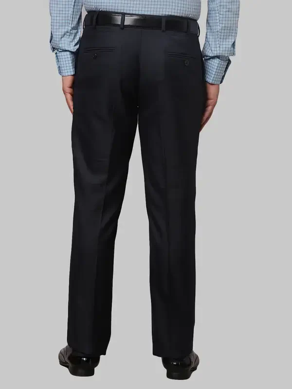Men Blue Smart Fit Solid Polyester Blend Trouser - Image 4