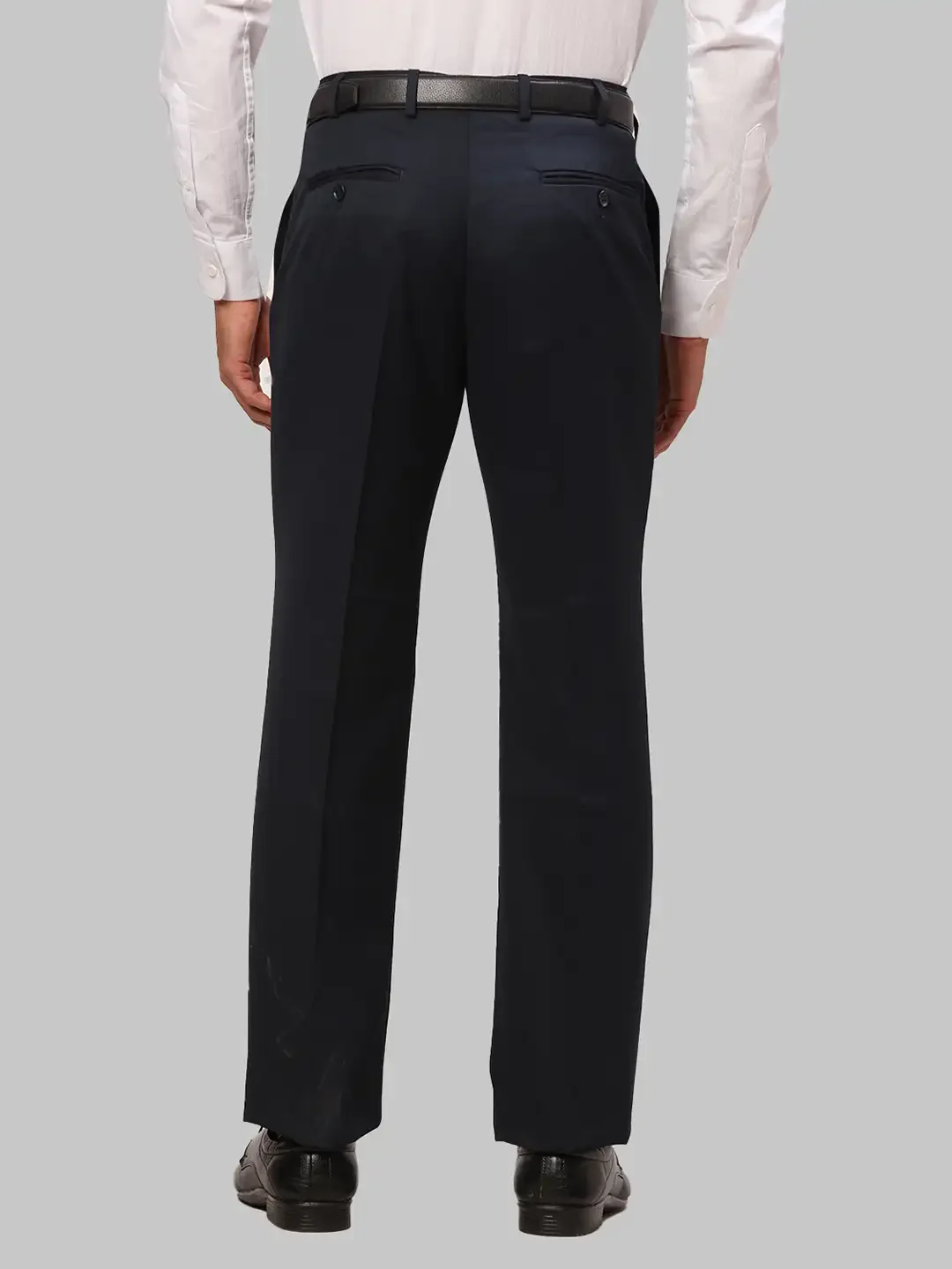 Men Blue Smart Fit Solid Polyester Blend Trouser - Image 4