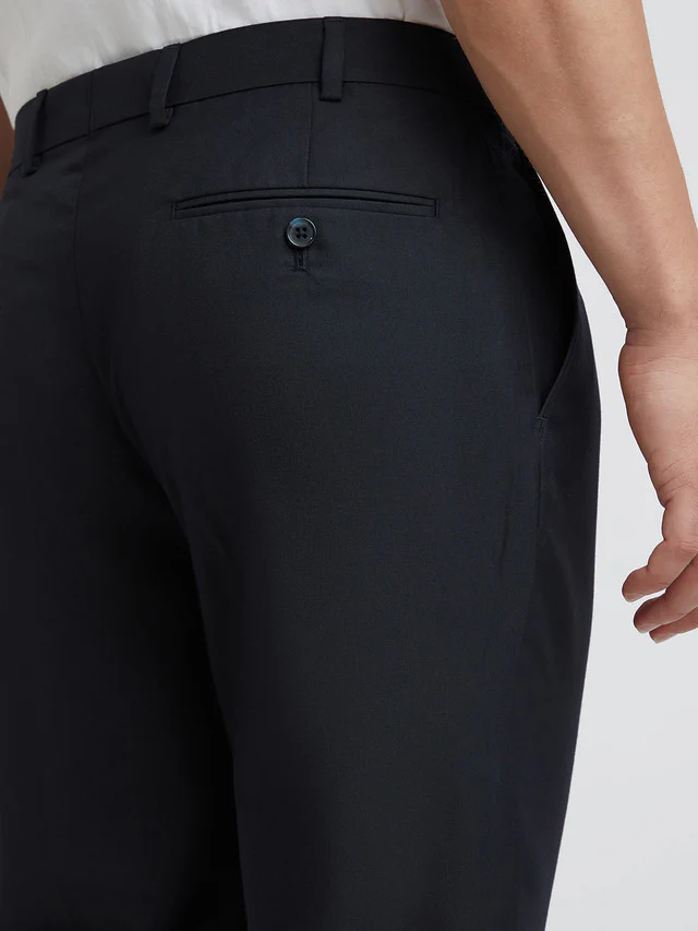 Men Blue Smart Fit Solid Polyester Blend Trouser - Image 8