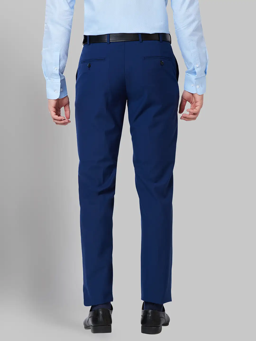 Men Blue Smart Fit Solid Polyster Vicose Blend Trouser - Image 4
