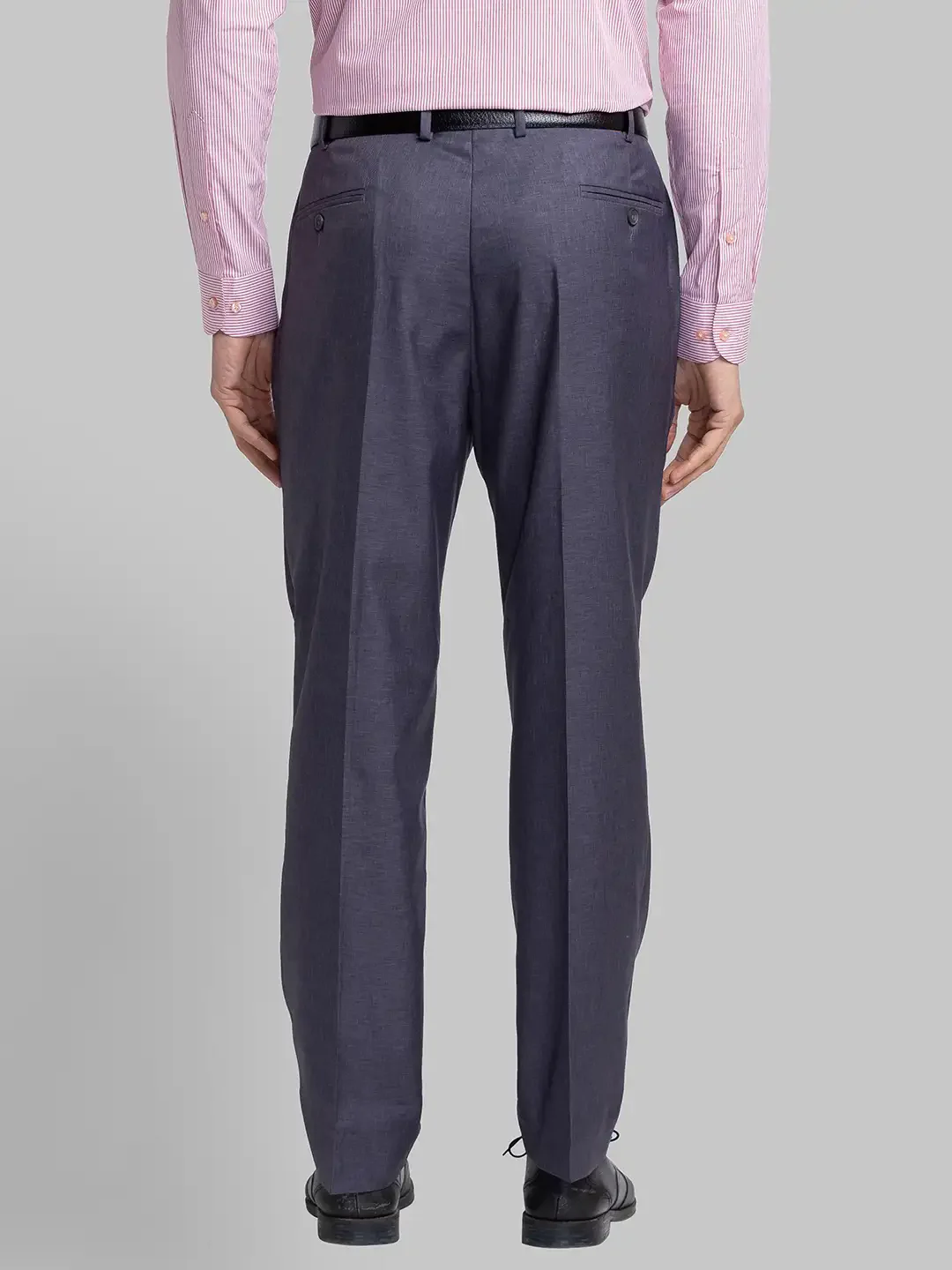 Men Blue Smart Fit Solid Terry Rayon Blend Trouser - Image 4
