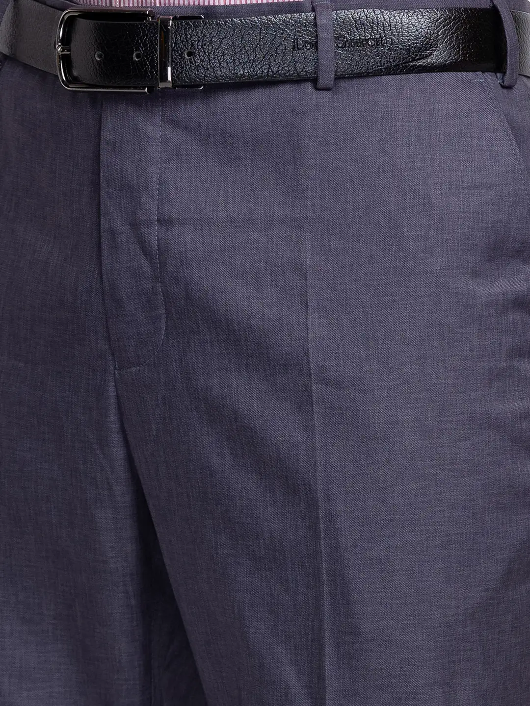 Men Blue Smart Fit Solid Terry Rayon Blend Trouser - Image 6