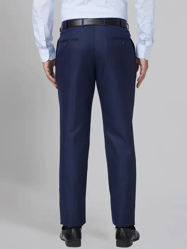 Park Avenue Men Blue Smart Fit Structure Polyester Blend Trouser - Image 4