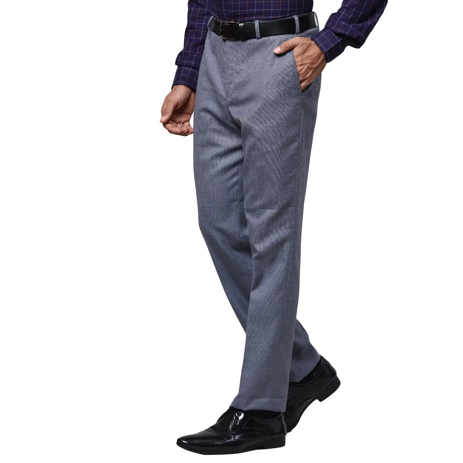 Park Avenue Men Blue Smart Fit Structure Trouser - Image 3