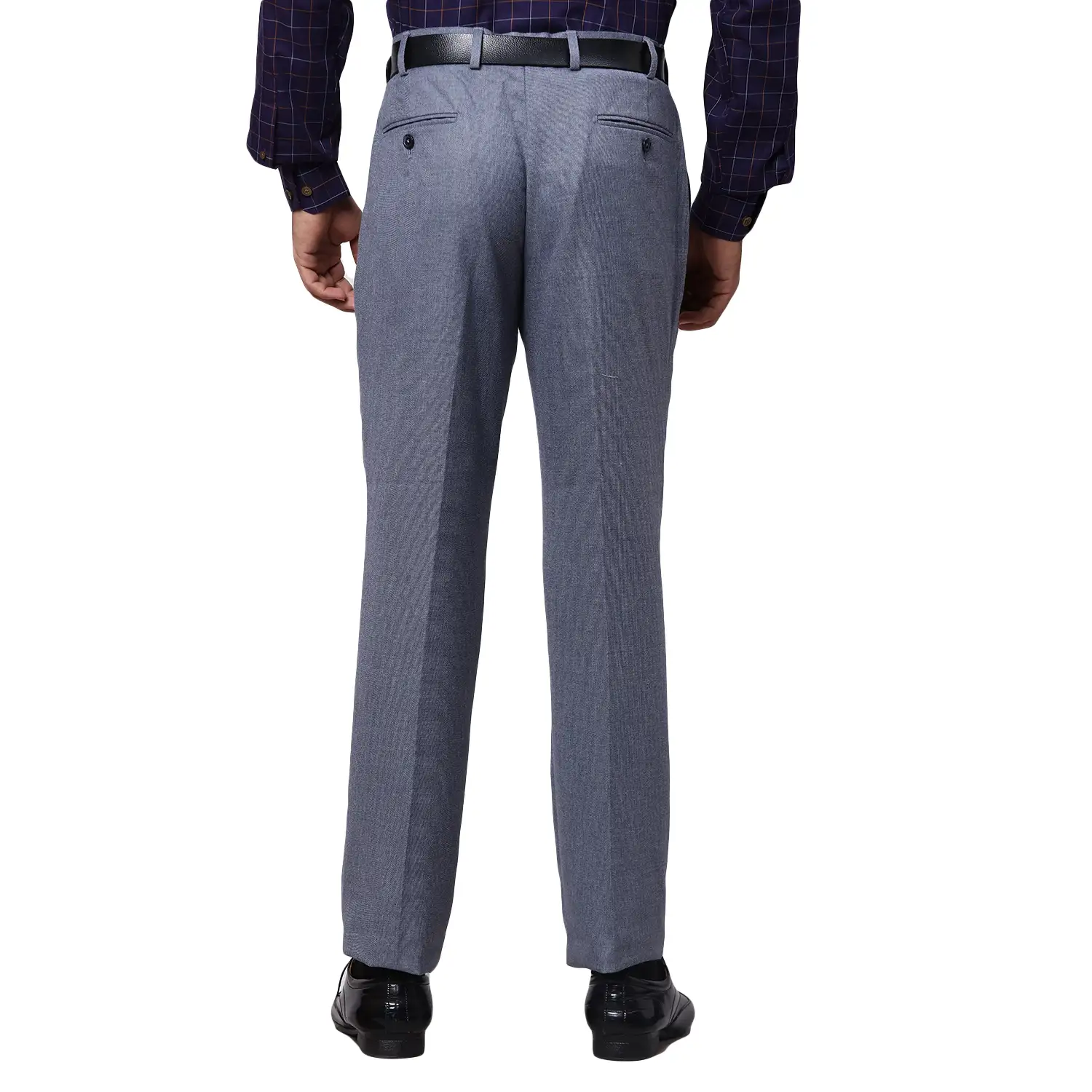 Park Avenue Men Blue Smart Fit Structure Trouser - Image 5