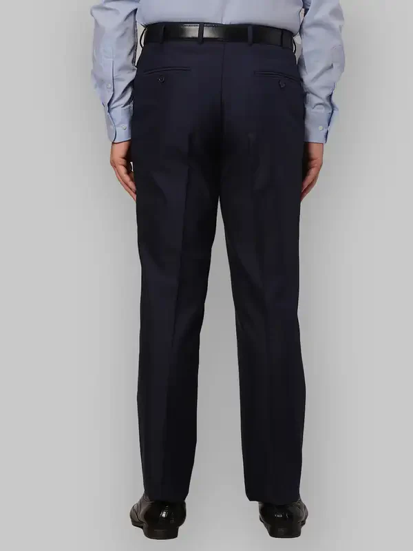 Men Blue Smart Fit Structure Polyester Blend Trouser - Image 4