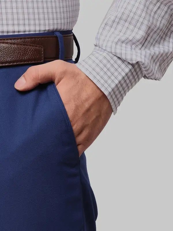 Park Avenue Men Blue Smart Fit Structure Polyester Blend Trouser - Image 6