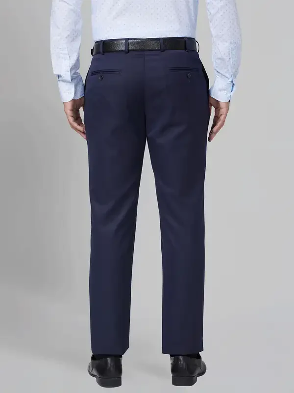 Park Avenue Men Blue Smart Fit Structure Polyester Blend Trouser - Image 5